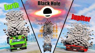 Gravity Difference #10 - Earth, Pluto, Jupiter, Mars, Black Hole - Beamng drive