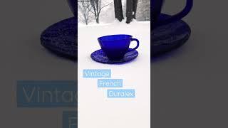 French Duralex #teacup in cold Cobalt Blue