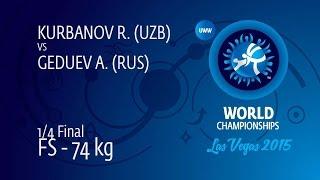 1/4 FS - 74 kg: A. GEDUEV (RUS) df. R. KURBANOV (UZB), 6-2