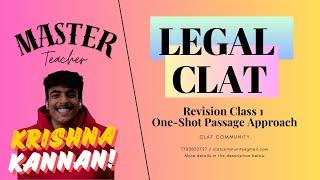 CLAT LEGAL ONE-SHOT | Approaching CLAT passages | CLAT COMMUNITY | Krishna Sir