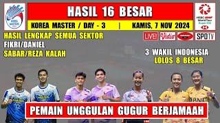 Hasil Lengkap 16 Besar Korea Master 2024 Hari Ini ~ FIKRI/DANIEL & SABAR/REZA Kalah ~ 3 Wakil Menang