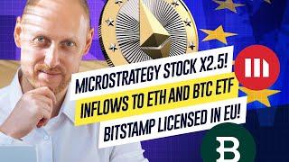 MicroStrategy's Success, Record ETF Inflows, Bitstamp Gets EU License, Dogecoin, Plutus cards