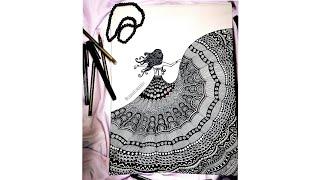 Gown Mandala Art for beginners || Step by step Mandala Zentangle Art Doodle Art