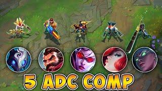 WE PLAYED 5 ADC CHAMPS ON ONE TEAM! (PUSH TOWERS FAST) FT. IOKI
