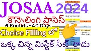 Jee తర్వాత Josaa counselling procedure 2024 In Telugu - 40 days కౌన్సిలింగ్ - 6 rounds