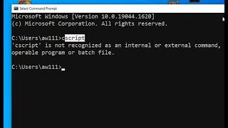 cscript is not recognized as an internal or external command