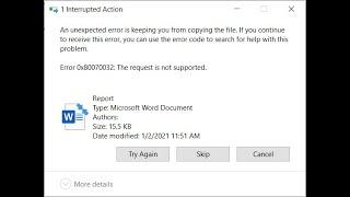 An Unexpected Error Is Keeping You From Moving The File - Copy and Paste Error FIX