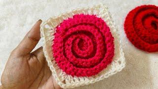 Perfect Crochet Square LOOKS LIKE A ROSE USED TO MAKE CUSHION COVER, SOFA THROWS@sara1111