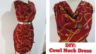 Easiest Method! How to Cut and Sew a COWL NECK DRESS / COWL NECK CUTTING AND STITCHING #cowlneck