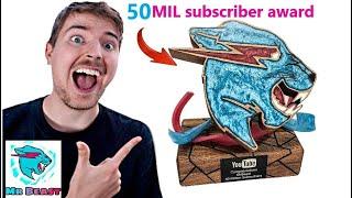 I made Mr Beast 50 million subscriber award / YouTube play button out of wood and resin / Resin art