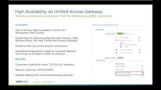 High Availability on VMware Unified Access Gateway Feature Walk-through