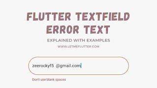 Flutter Textfield Error Text | Flutter Tutorial | Flutter For Beginners