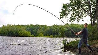 Mancing ikan BESAR dengan tiang bambu sepanjang 30'! - pancing ikan mas dengan tiang