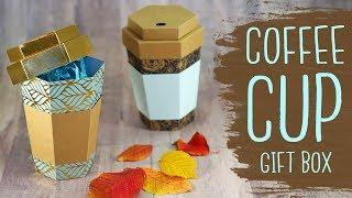 Coffee Cup Gift Box Papercraft Tutorial + Free Template  DIY Gift Box