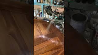 here's the technique!! This is how to even out the color of teak wood finishing with spray #teakwood