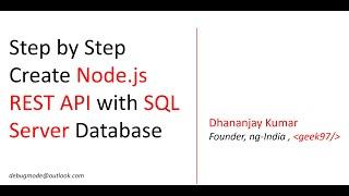 Step by Step Create Node.js REST API with SQL Server Database