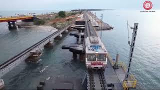 India's First Vertical Lift Sea Bridge | Trial Run of OHE Tower Wagon Success on Pamban Bridge