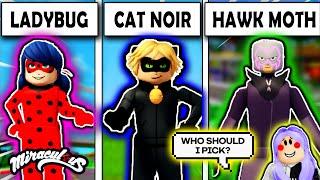 ROBLOX MIRACULOUS LADYBUG FAMILY vs CAT NOIR FAMILY vs HAWK MOTH FAMILY (Miraculous RP Quests)