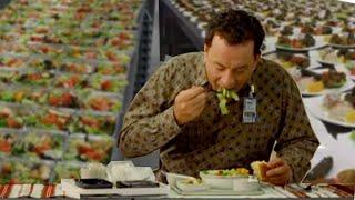 airline food eating scene in movie The Terminal (2004)