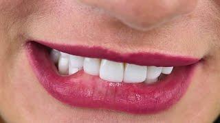 Ultra Closeup Of Lip Biting / Teeth and Tongue | Mouth Play Macro Shots