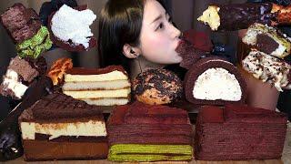 WHIPPED CREAM CHOCOLATE CAKE ASMR MUKBANGㅣDESSERT CREPE TIRAMISU COOKIE EATING SOUND