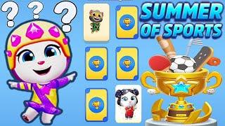 Talking Tom Gold Run Summer of Sports event Lucky Cards Super Tom & Lucky Angela unlocked vs Raccoon