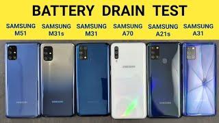 Samsung M51 vs M31s vs M31 vs Samsung A70 vs A21s vs A31 | Samsung Battery Drain Test | TechBlink