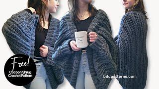 Free Easy Crochet Pattern; How To Crochet A Knit Look Cocoon Cardigan