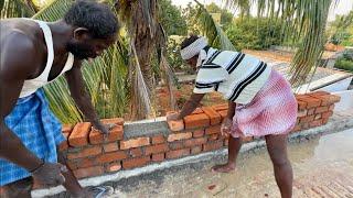 Magnificent! Techniques of roof  hand wall Bricklaying Construction-Sand and cement mixer mortar