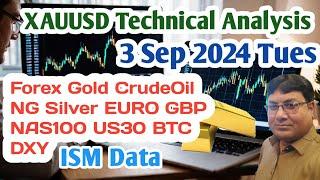 XAUUSD Technical Analysis Today Hindi 3 Sep 2024 | Gold Forex Analysis USOil Price Prediction News