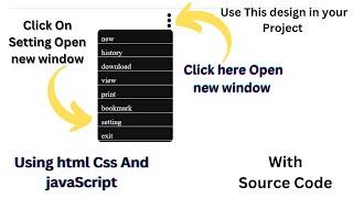 Create a Three Dot Menu Icon with window HTML and CSS JavaScript || No talk just Coding #html