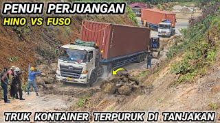 PENUH PERJUANGAN ll Truk Trailer Kontainer Fuso Dan Hino Terpuruk Di Tanjakan #Truck #TrukTrailer