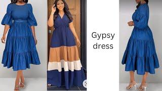 Updated and EASY way to cut and sew a gypsy maxi GATHERED dress for beginners_ Step by step tutorial