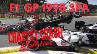 Formula 1 1998 Race 13 Belgian Grand Prix/ Craziest Crash of all Time