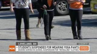 School's Yoga pants postion: No Shanti