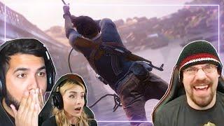 Gamers REACT to Uncharted 4: A Thief's End - Best Chase In Gaming History! | Gamers React