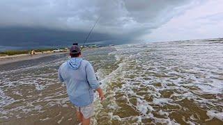 Surf fishing with a bag of dead shrimp: Things got UGLY Fast (S7 E80)