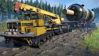 SnowRunner - Kirovets K-700 Crane Quad Tracked - Driving Offroad Heavy Transport Giant Fuel Tanker