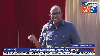 Simba Aden Duale EMOTIONAL speech to CS John Mbadi on the day of his homecoming in Homabay