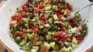 SUYUNA EKMEĞİ BANDIRIP YİYECEĞİNİZ SALATA TARİFİ GAVURDAĞI SALATASI/YAZ SEBZELERİNDEN SALATA