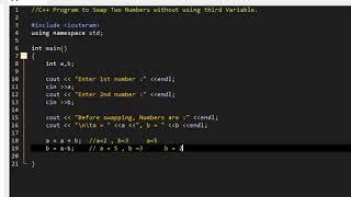 C++ Program to swap two numbers without using third variable