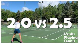 NTRP 2.0 (B.J.) vs NTRP 2.5 (A.J.): Men's Singles Tennis Rally