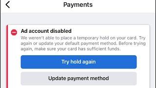 Facebook and Instagram Ad account disabled Temporary hold on your card issue- How to solve it