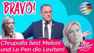 BRAVO! Tino Chrupalla liest Meloni und Le Pen die Leviten!