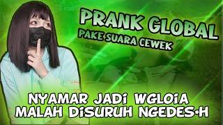 PRANK GLOBAL PAKE SUARA CEWEK?! | NYAMAR JADI WGLOIA MALAH DISURUH NGEGES*H - FREE FIRE INDONESIA