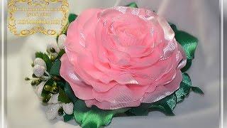 Пышная РОЗА КАНЗАШИ из ленты своими руками  DIY Kanzashi Rose