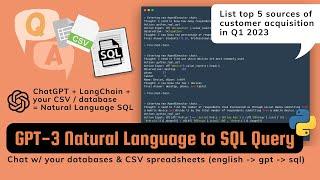 LangChain + OpenAI to chat w/ (query)  own Database / CSV!