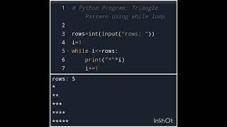 #Python Program: Triangle Pattern using while loop