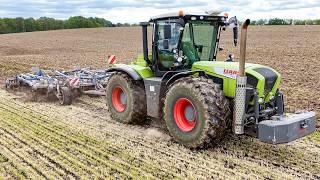 Claas Xerion 3800 Trac VC, John Deere 6250R beim Gülle ausbringen und einarbeiten.