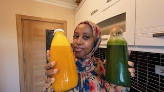 I drink my skin care || how I make the ginger and tumeric shots & green juice 